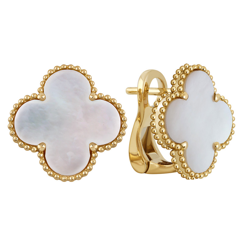 Серьги из жёлтого золота с перламутром (050464)