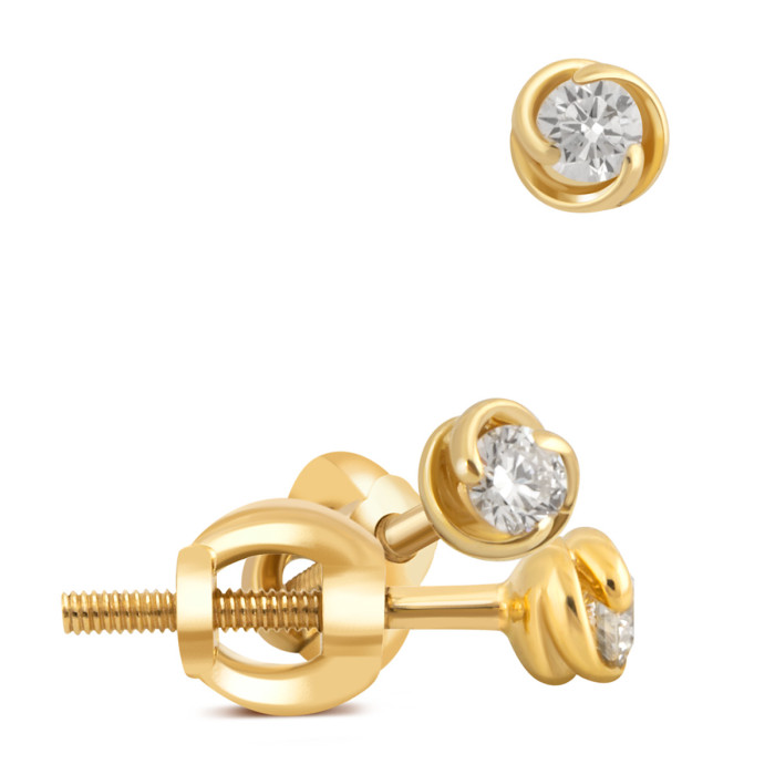 Серьги пусеты из жёлтого золота с бриллиантами (032726)