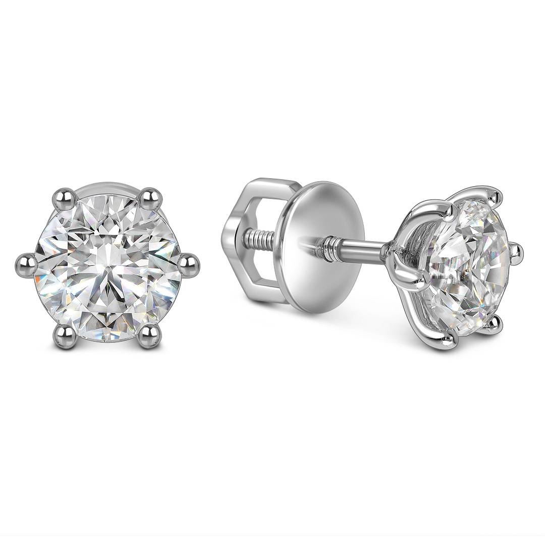 Серьги пусеты из белого золота с бриллиантами (063597)