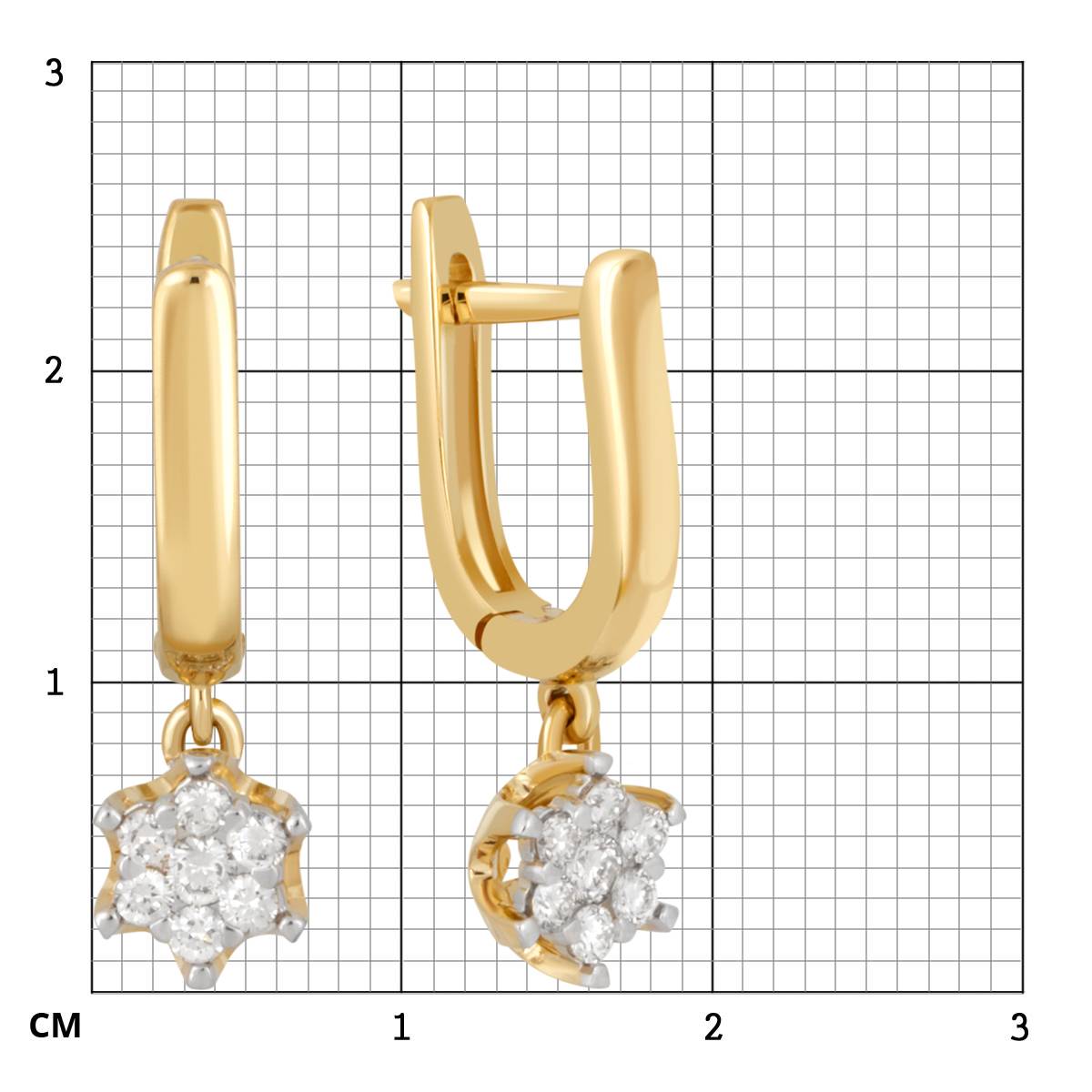 Серьги из жёлтого золота с бриллиантами (039660)