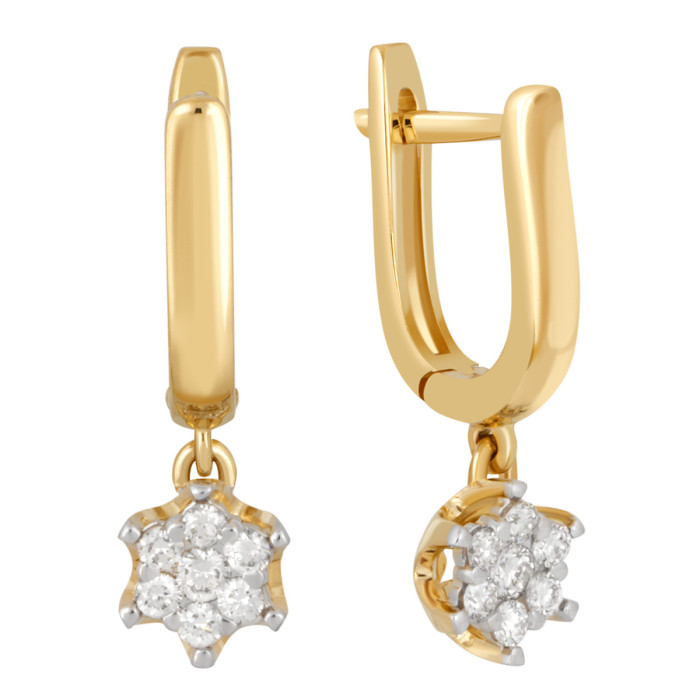 Серьги из жёлтого золота с бриллиантами (039660)