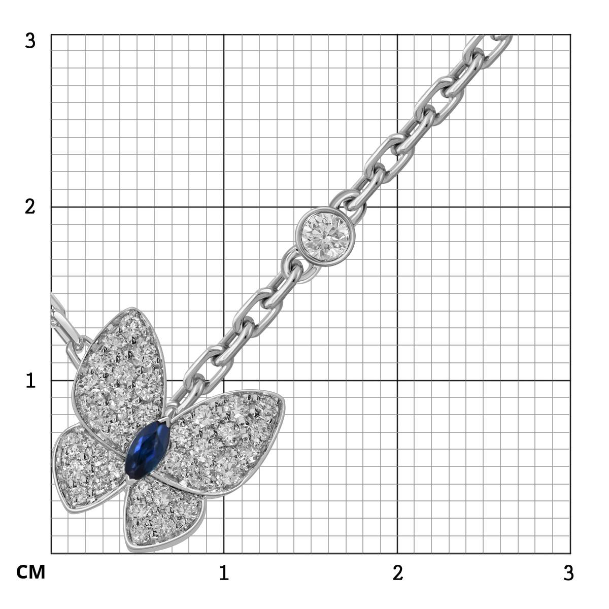 Колье из белого золота с бриллиантами и сапфиром 