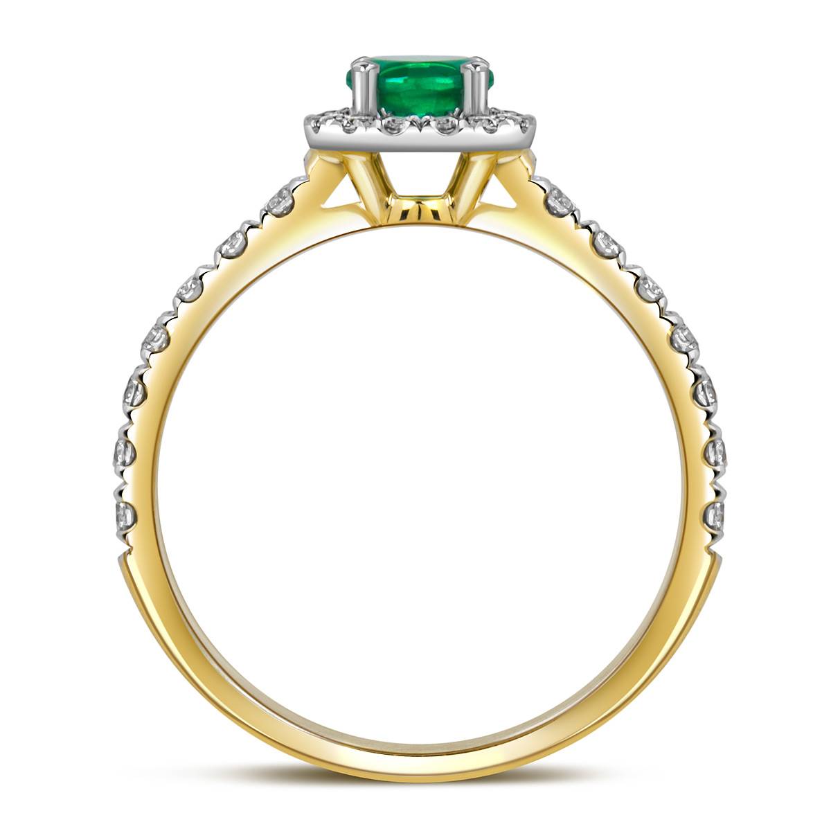 Кольцо из жёлтого золота с бриллиантами и изумрудом (060964)