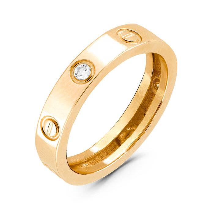 Кольцо из красного золота с бриллиантом (061746)