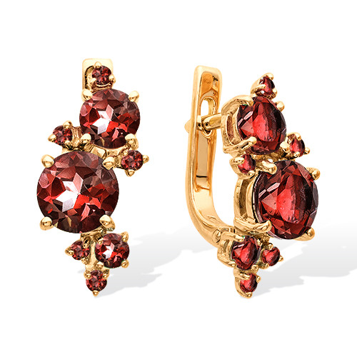 Серьги из красного золота с гранатами (042559)