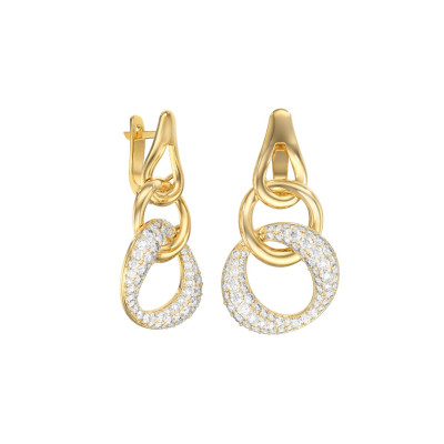 Серьги из жёлтого золота с фианитами (058628)