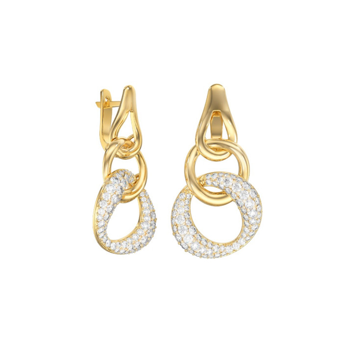 Серьги из жёлтого золота с фианитами (058628)