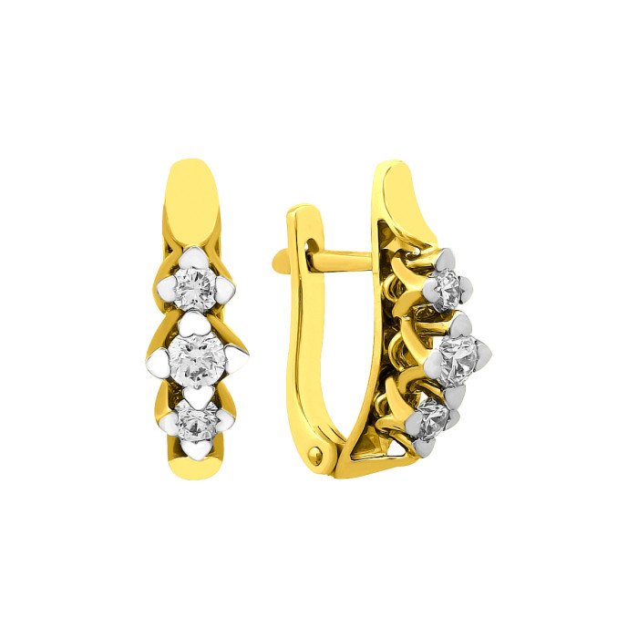 Серьги из жёлтого золота с бриллиантами (025827)