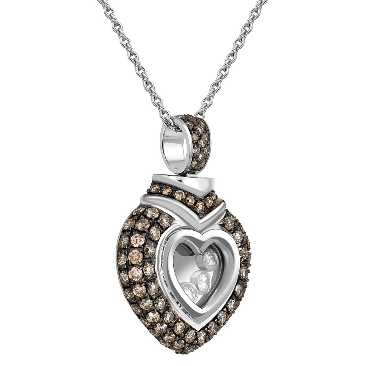 Кулон  из белого золота с  коричневыми бриллиантами 