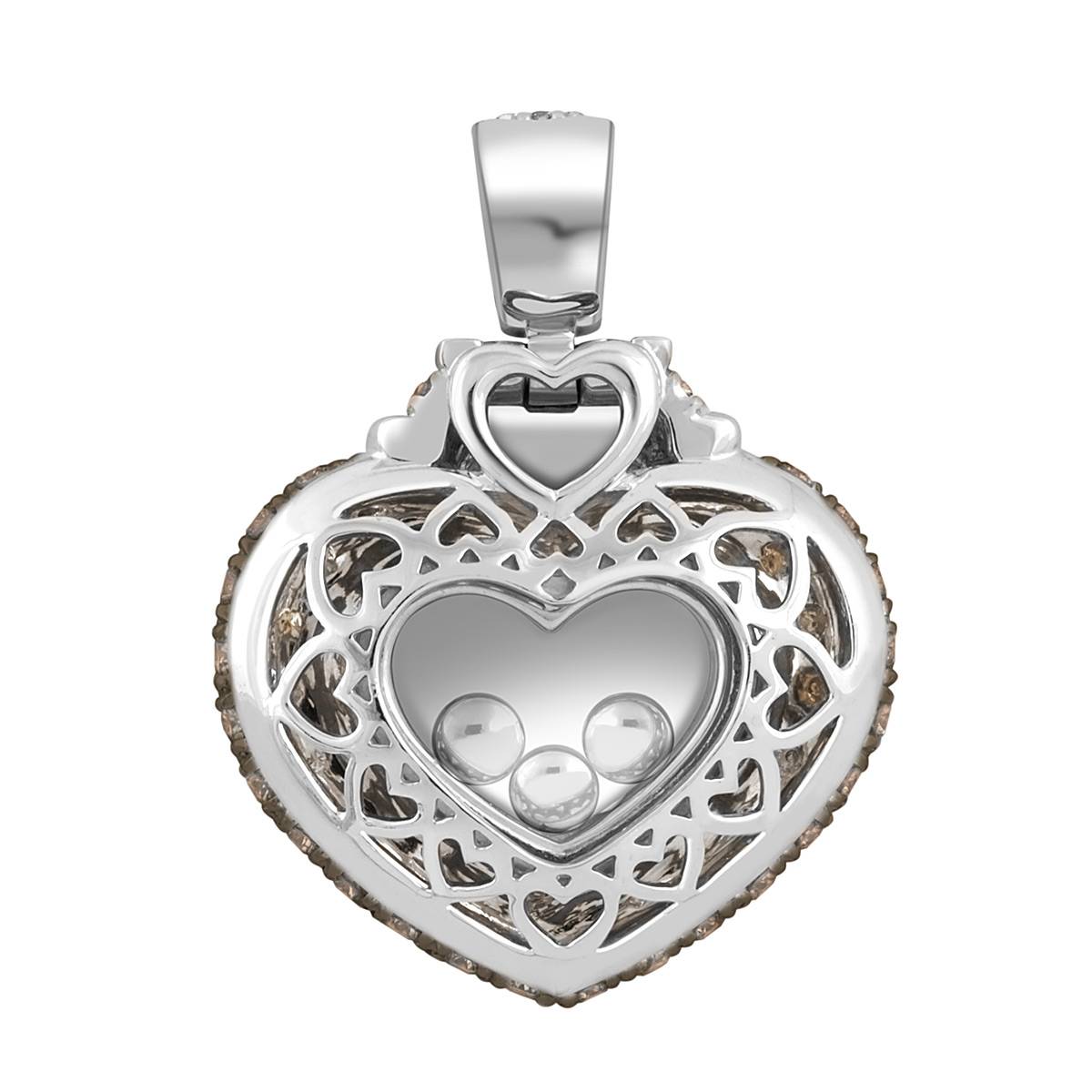 Кулон  из белого золота с  коричневыми бриллиантами 