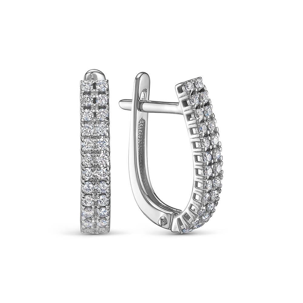 Серьги из белого золота с бриллиантами (064068)