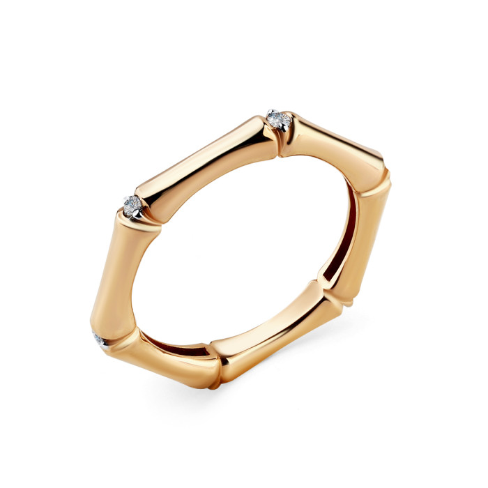 Кольцо из красного золота с бриллиантами (054981)