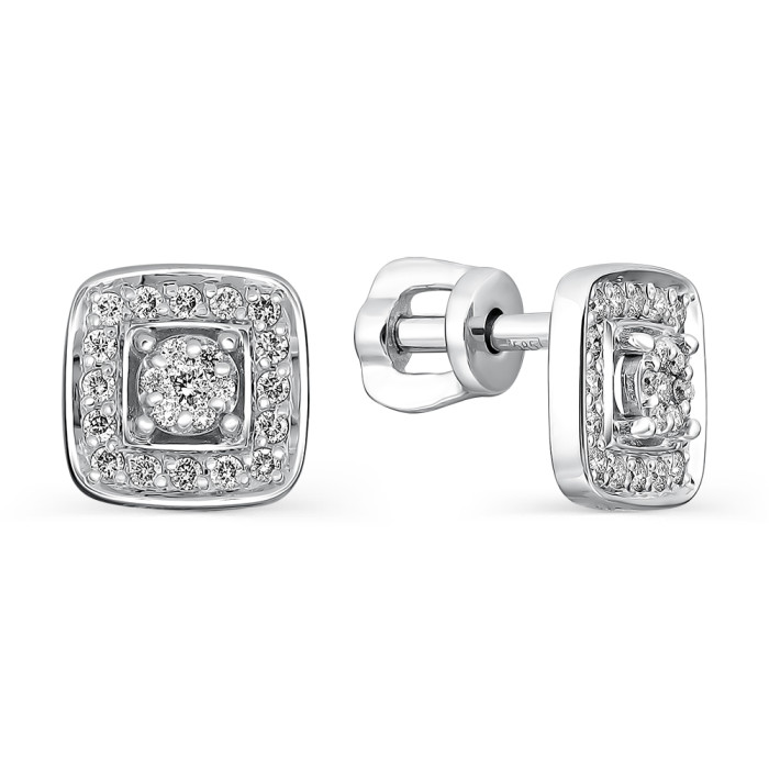 Серьги пусеты из белого золота с бриллиантами (056186)