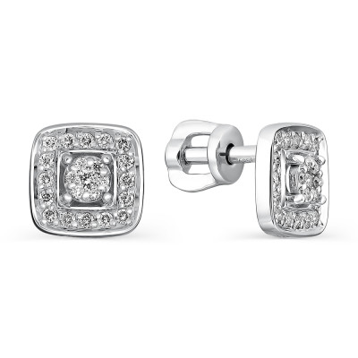 Серьги пусеты из белого золота с бриллиантами (056186)