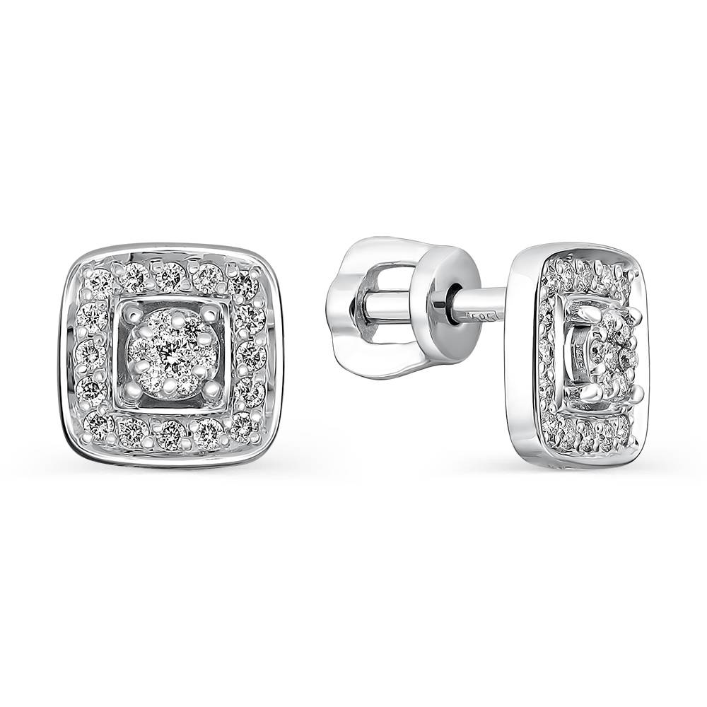 Серьги пусеты из белого золота с бриллиантами (056186)