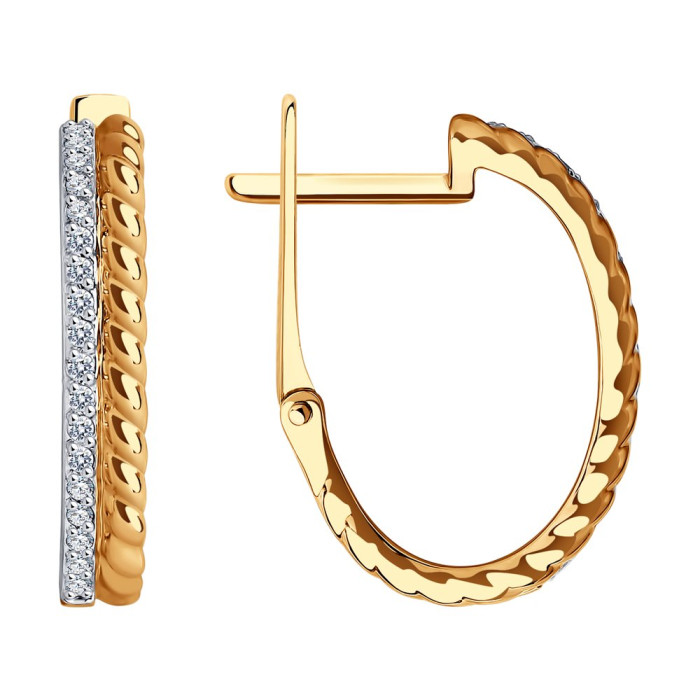 Серьги из красного золота с бриллиантами (048551)