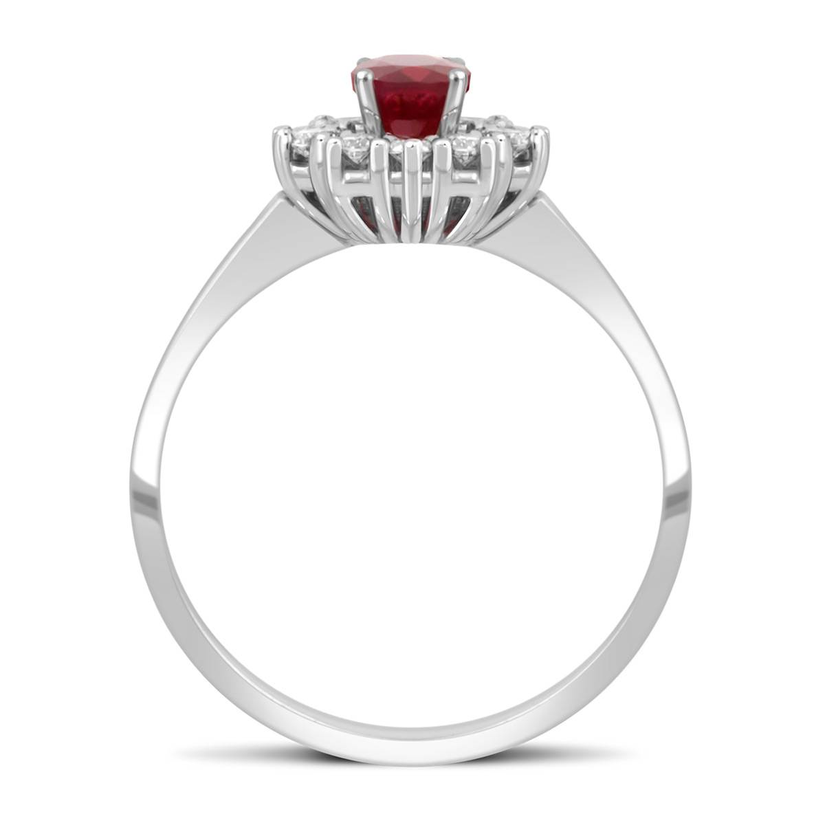 Кольцо из белого золота с бриллиантами и рубином (039784)