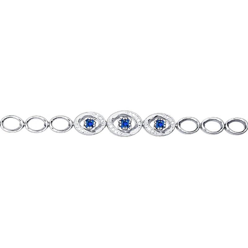 Браслет из белого золота с бриллиантами и сапфирами (025158)