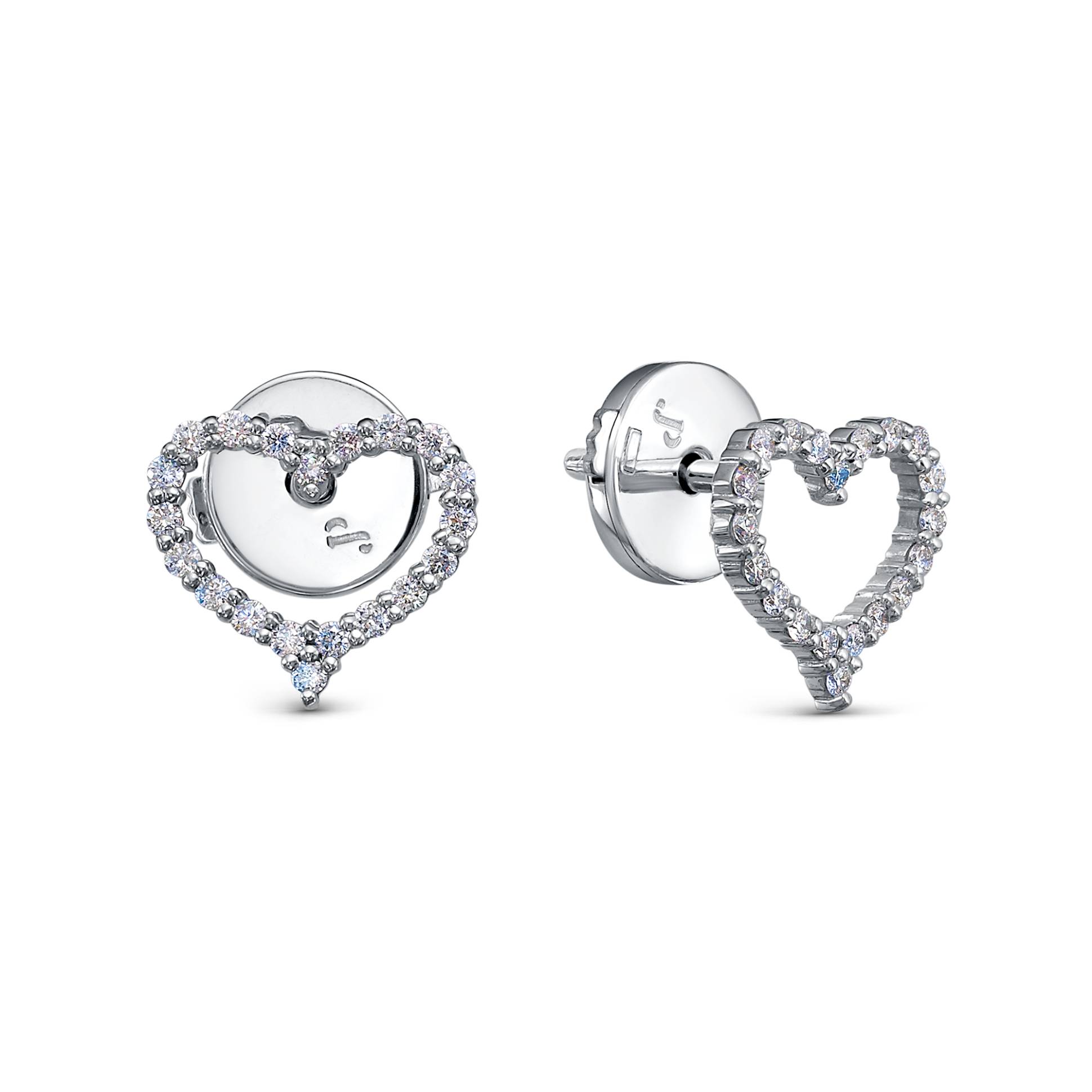 Серьги пусеты из платины с бриллиантами 