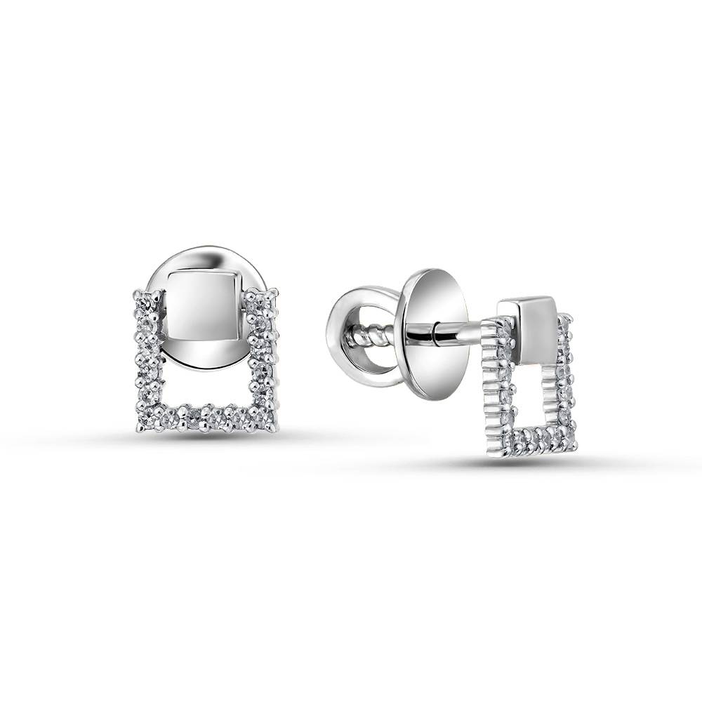 Серьги пусеты из белого золота с бриллиантами (061741)