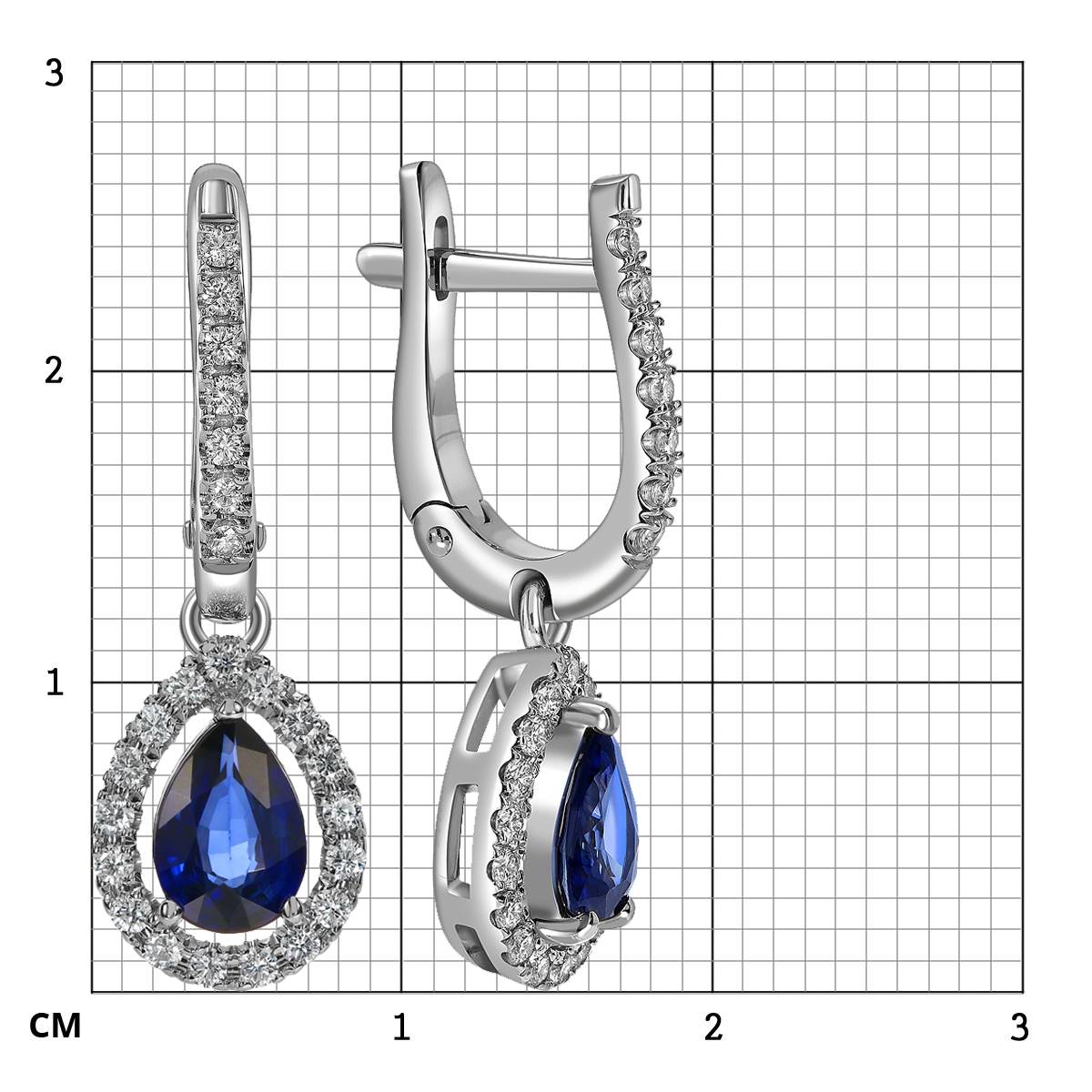 Серьги из белого золота с бриллиантами и сапфирами (062775)