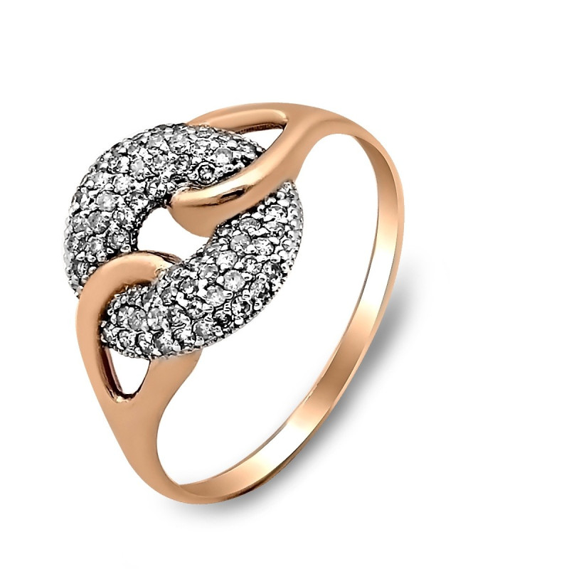 Кольцо из красного золота с бриллиантами (028473)