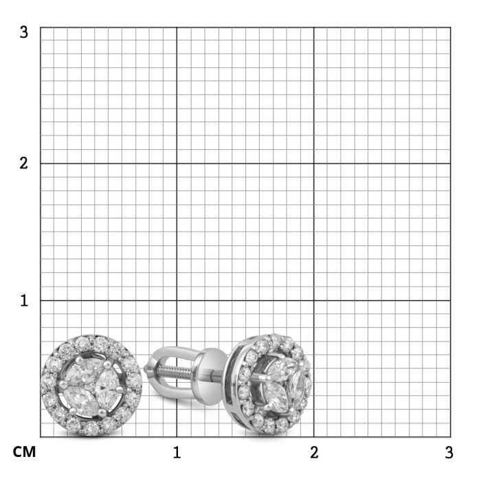 Серьги пусеты из белого золота с бриллиантами (048435)