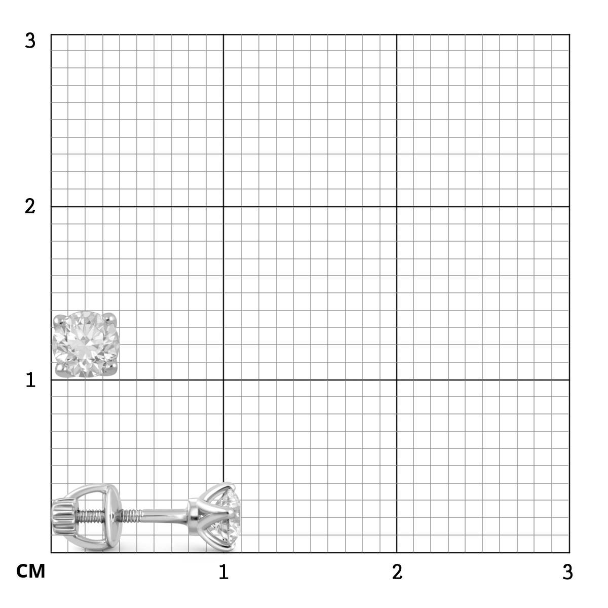 Серьги пусеты из платины с бриллиантами (047061)