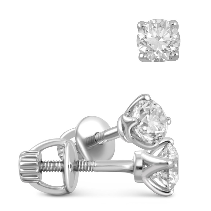 Серьги пусеты из платины с бриллиантами (047061)