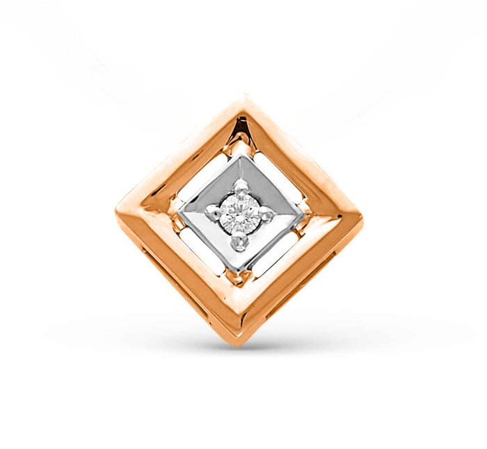 Кулон из комбинированного золота с бриллиантом (050058)