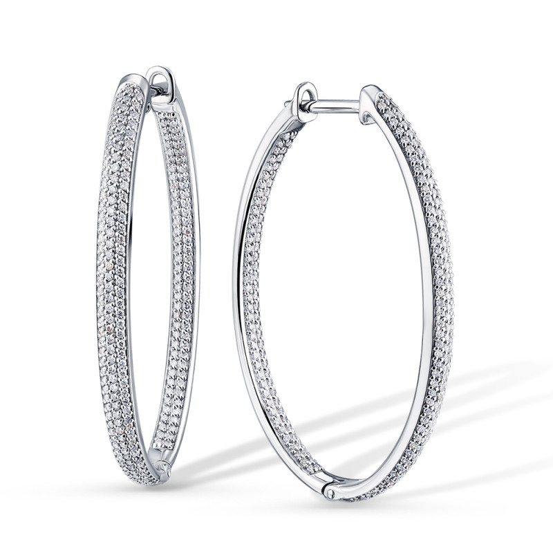 Серьги конго из белого золота с бриллиантами (051115)