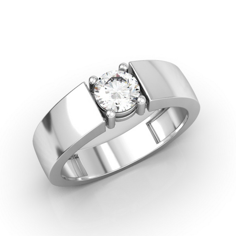 Помолвочное кольцо из белого золота с бриллиантом (052711)