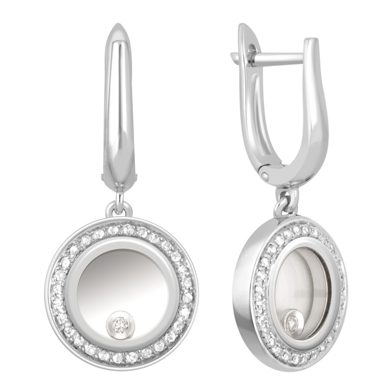 Серьги из белого золота с бриллиантами (039720)