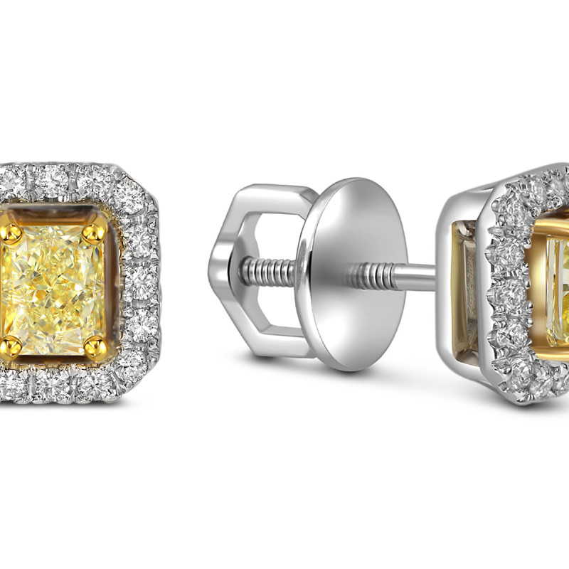 Серьги пусеты из белого золота с бриллиантами (059218)