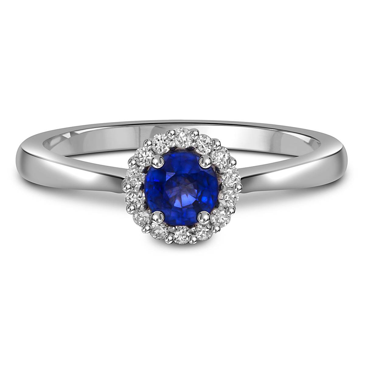 Кольцо из белого золота с бриллиантами и сапфиром (054518)