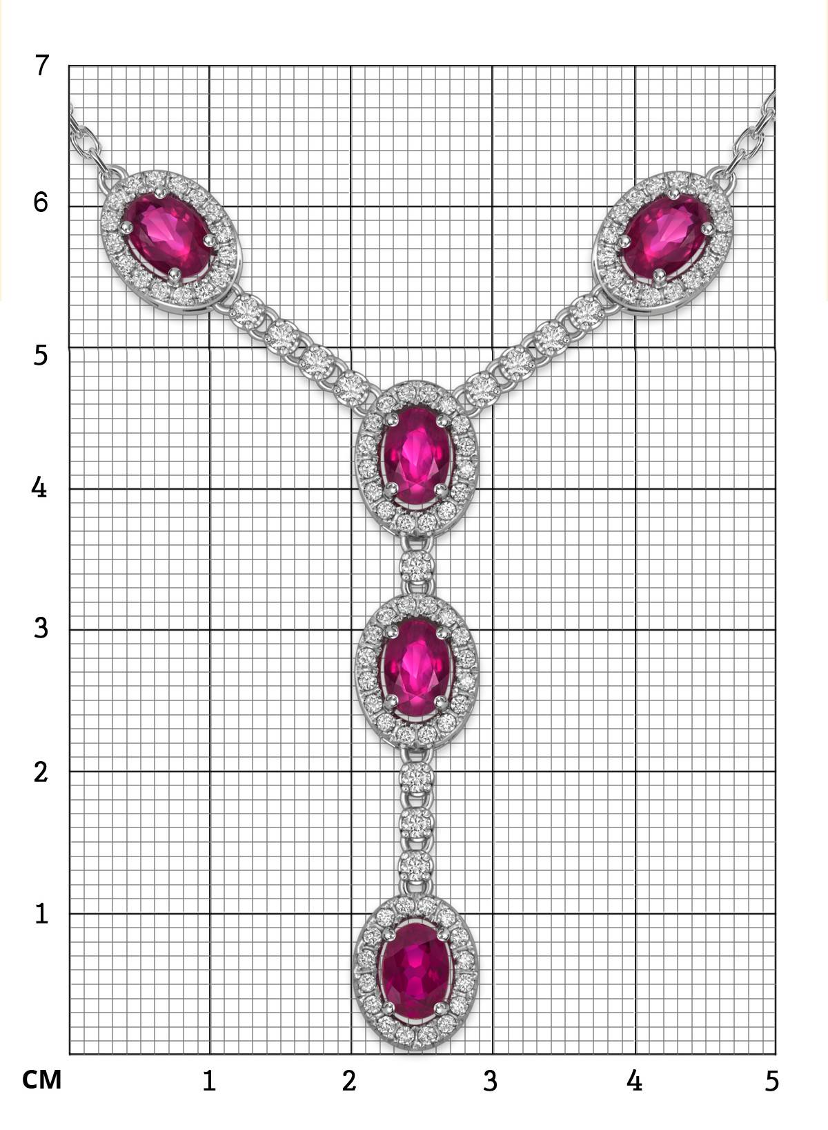 Колье из белого золота с бриллиантами и рубинами (056130)