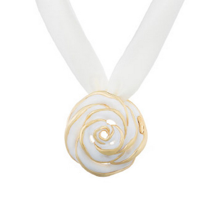 Колье из серебра с эмалью и шёлком "Graziella" (038699)