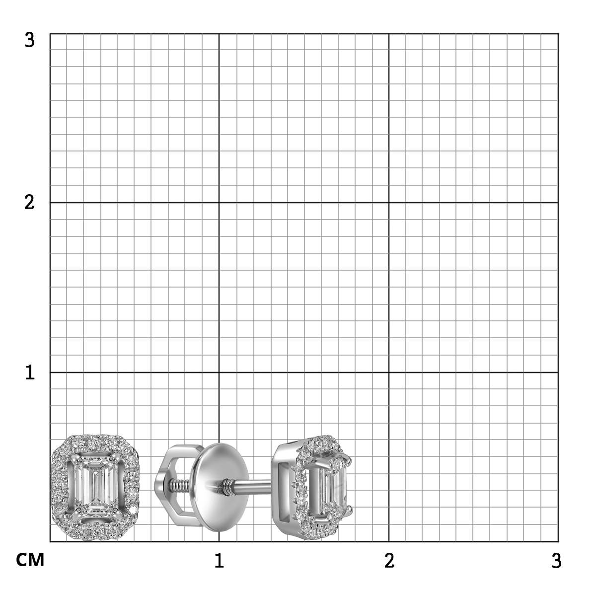 Серьги пусеты из белого золота с бриллиантами (061642)