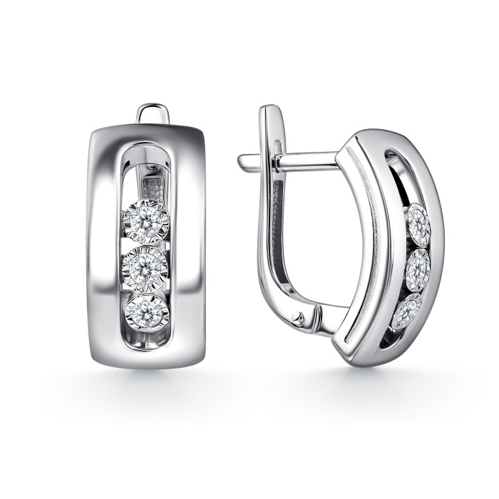 Серьги из белого золота с бриллиантами  (060381)