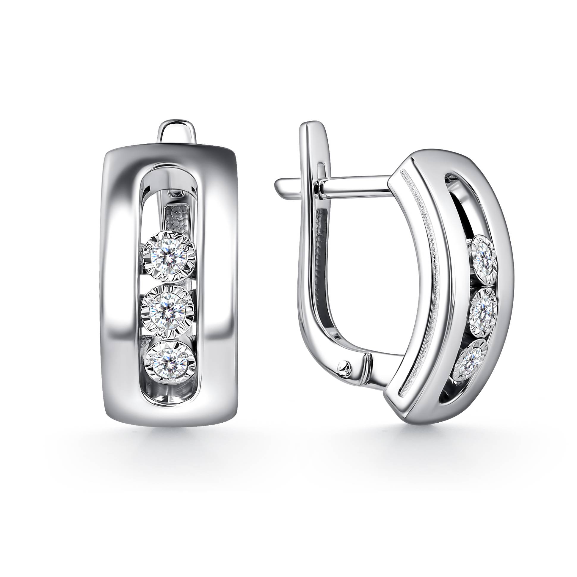 Серьги из белого золота с бриллиантами  (060381)