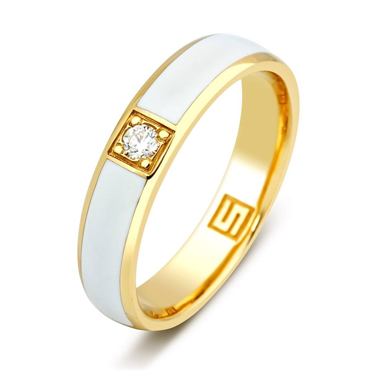 Обручальное кольцо с бриллиантом и эмалью Родос (009905)