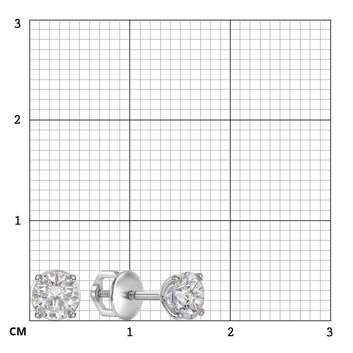 Серьги пусеты из платины с бриллиантами (064345)