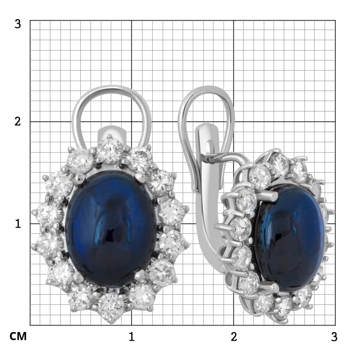 Серьги из белого золота с бриллиантами и сапфирами (038805)