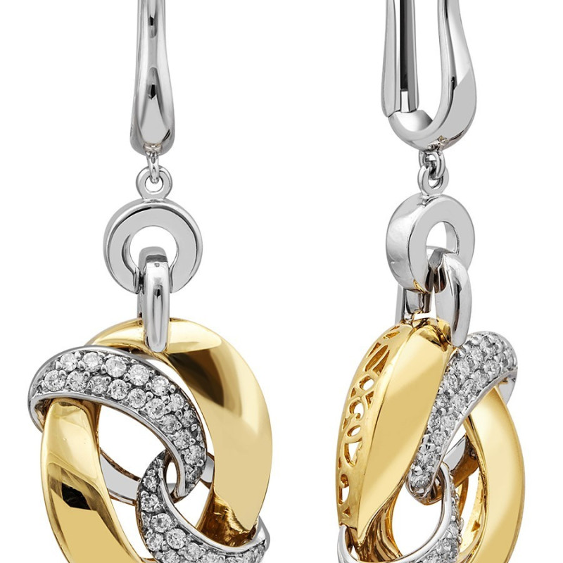 Серьги из комбинированного золота с бриллиантами (025852)