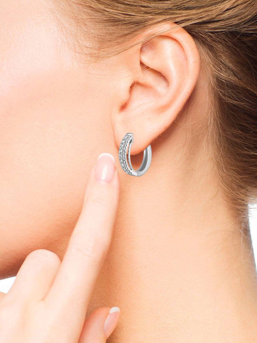 Серьги конго из белого золота с бриллиантами (046068)