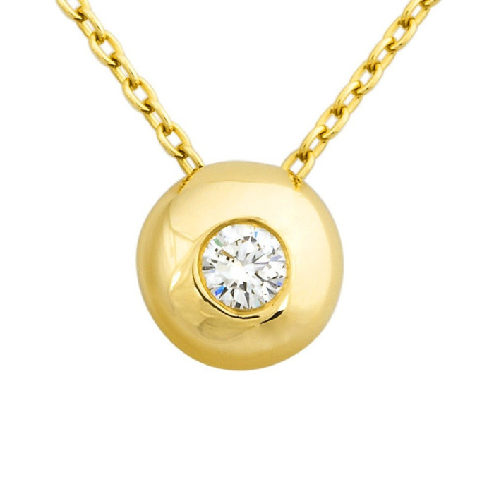 Колье с бриллиантом из желтого золота (013703)