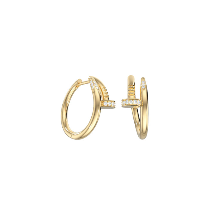 Серьги конго из жёлтого золота с фианитами (056070)