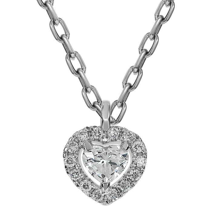 Колье из белого золота с бриллиантами "Сердце" (061636)