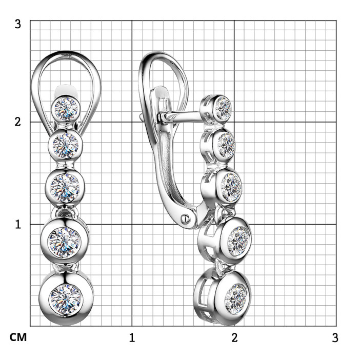 Серьги из белого золота с бриллиантами (055174)