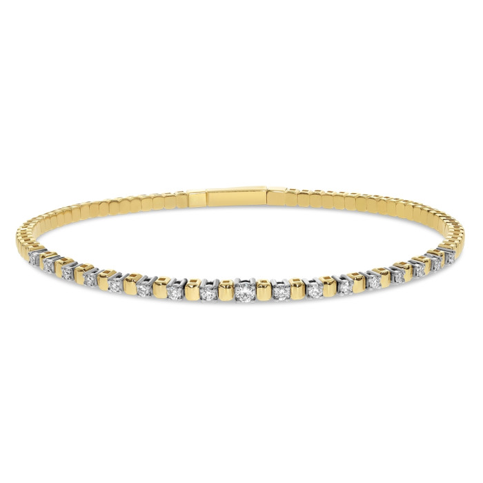 Браслет жёсткий из жёлтого золота с бриллиантами (059086)